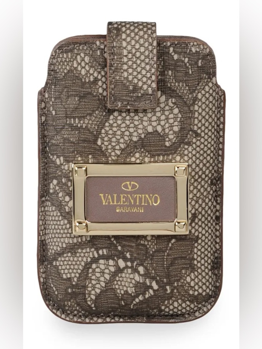 authentic Valentino Garavani Lace Print Leather Card Wallet